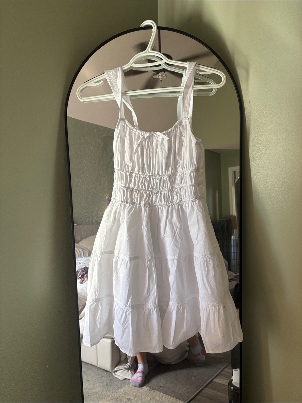 Aritzia White Tiered Smocked Sundress